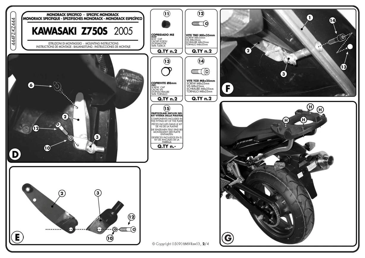 Givi 444FZ Monorack Sidearms For Kawasaki Z750S - Image 3