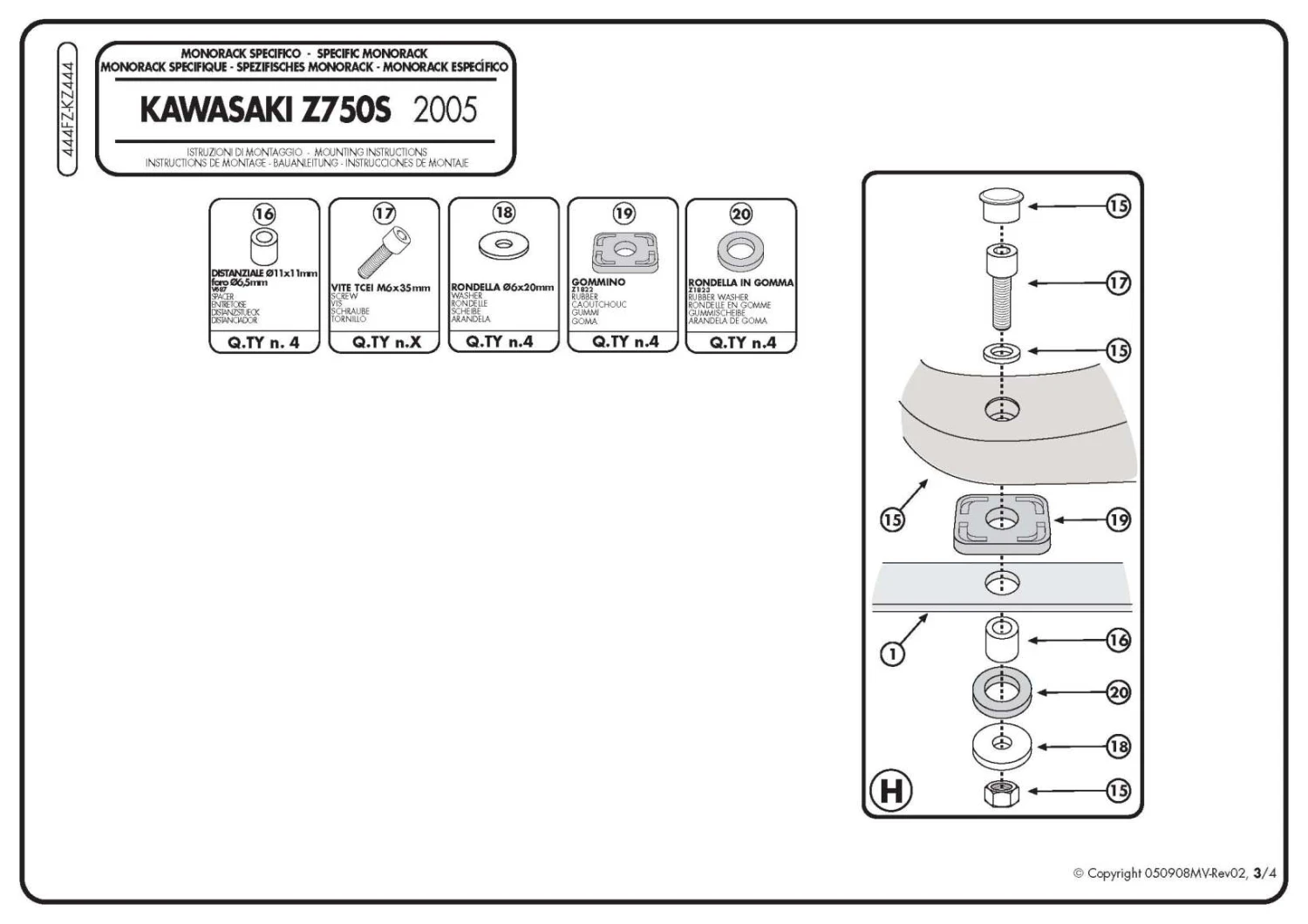Givi 444FZ Monorack Sidearms For Kawasaki Z750S - Image 4
