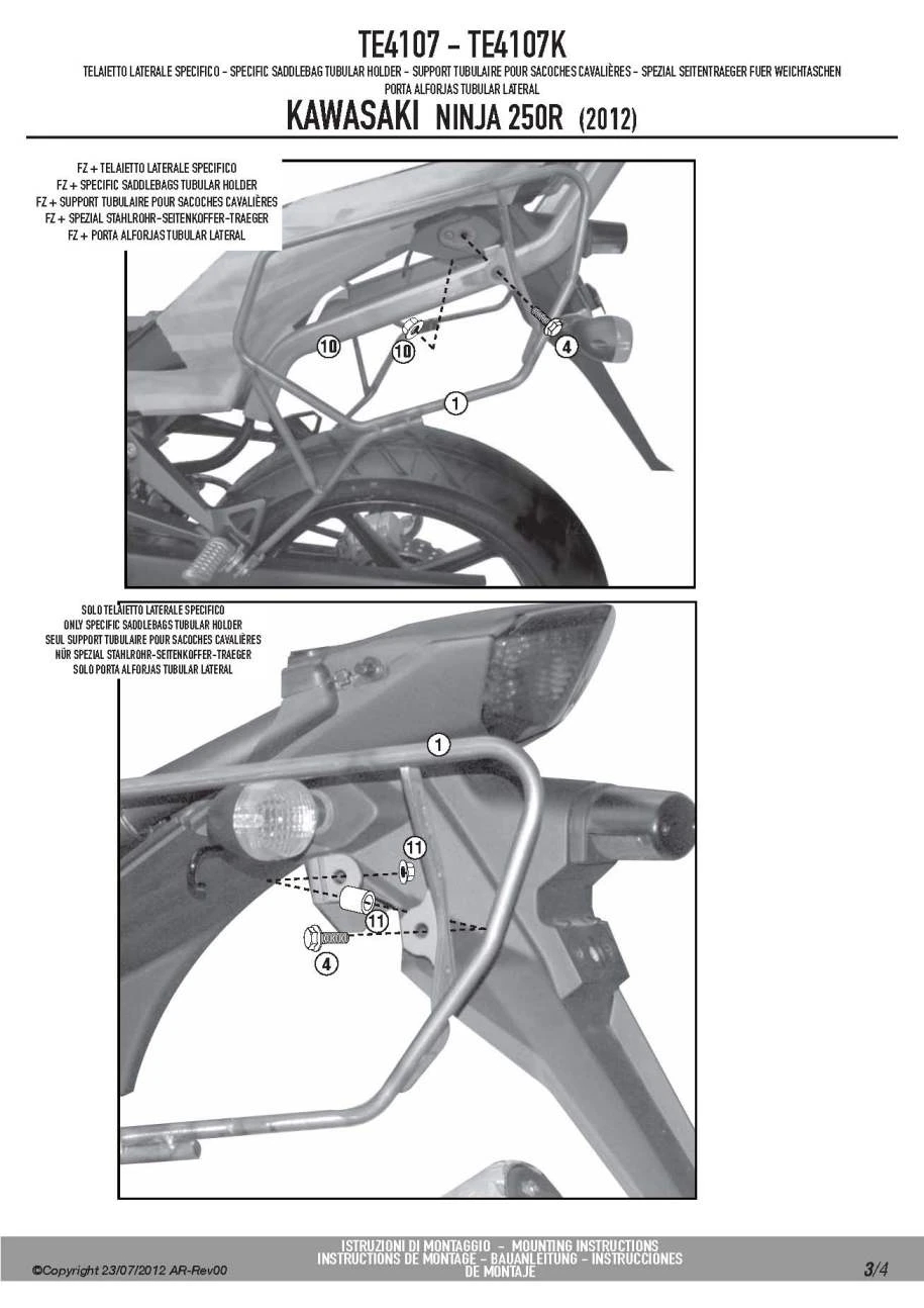 Givi TE4107 Easylock Saddlebag Supports Kawasaki Ninja 250R (2008-2013) - Image 3