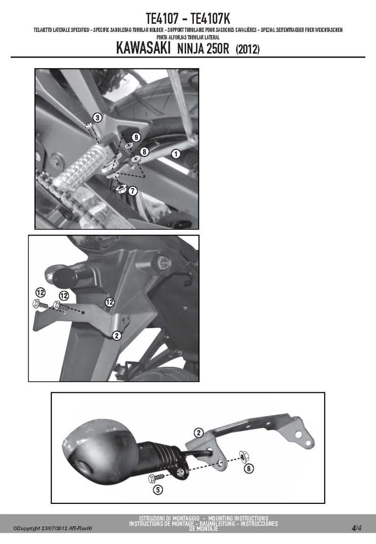 Givi TE4107 Easylock Saddlebag Supports Kawasaki Ninja 250R (2008-2013) - Image 4